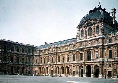 Cour Carree ja Pavillon dHorloge, suunnittelijat Jacques Lemercier (n. 1585-1654) ja Pierre Lescot (1515-78) tekijältä French School