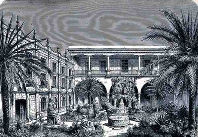 Meksikon museon tuomioistuin, The Ancient Cities of the New World, kirjoittanut Claude-Joseph-Desire Charnay, pub. 1887 tekijältä French School