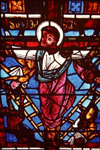 Pyhän Pietarin ristiinnaulitseminen ristiinnaulitsemisen ikkunasta, 1150-70 tekijältä French School