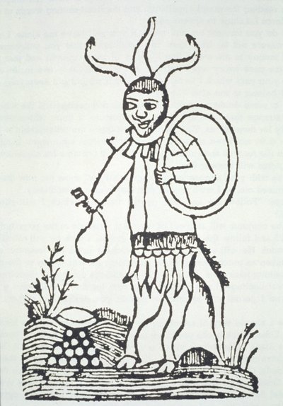 Paholainen osoittaa piilotettuja aarteita, kopio Le Veritable Dragon Rougen kuvituksesta, 2. versio, Lille 1521, käytetty taikuuden historiassa, julkaistu 1800-luvun lopulla tekijältä French School