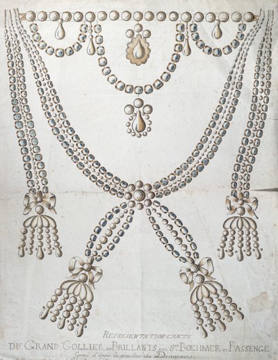 Timanttikaulakoru, joka osallistui Collier de la Reinen tapaukseen, n. 1785 tekijältä French School