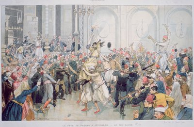 Pyhän tulen pääsiäiskulkue Jerusalemissa, 1895 tekijältä French School