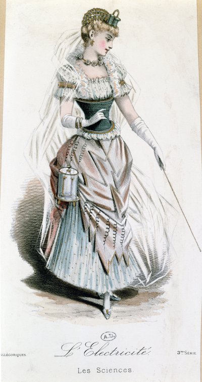 The Electricity Fairy, puku komeaan mekkopalloon paristolla, n.1885 tekijältä French School
