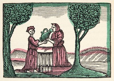 The Fairy from Histories or Tales of Past Times, kertoja Mother Goose, Morals, M Perrault, pub. 1925 (käsinvärinen puupalikkaprintti) tekijältä French School