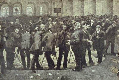 Kuuluisa Corbeille Pariisin pörssissä, noin 1885 tekijältä French School