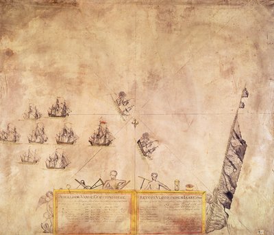 Alankomaiden Intian laivasto St. Helenan edustalla, 1746 tekijältä French School