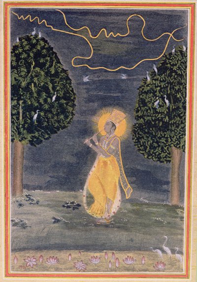 Huilusoittaja, kuvitus Prince Diamondille, Arabian Nightsista, 1895 (värikaiverrus) tekijältä French School