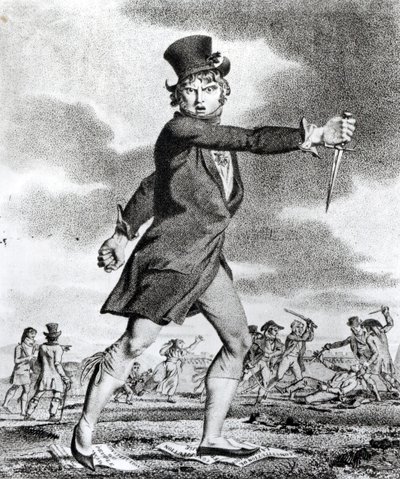 "Oikeuden ja vapauden ystävä", jakobiinien karikatyyri anti-Jacobin Society of the Sun, 1795 tekijältä French School