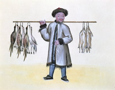 Pelikauppias, kirjasta Pekingin katupuhelut, n. 1785 (wc ja guassi paperilla) tekijältä French School