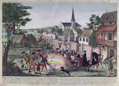Ilmapallon laskeutumisen aiheuttama Gonessen asukkaiden yleinen hälytys, 27. elokuuta 1783 tekijältä French School