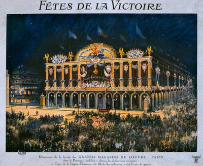 Grands Magasins du Louvre, koristeltu vuoden 1918 voiton kunniaksi, 14. heinäkuuta 1919 tekijältä French School