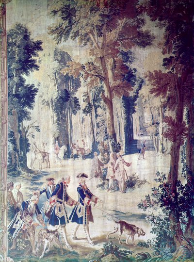 Ludvig XV:n metsästys, kuvakudos, 1700-luvun puoliväli (kuvakudos) tekijältä French School