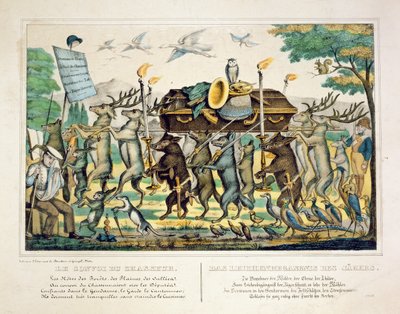 The Hunters Procession, n. 1850 (käsinvärinen litho) tekijältä French School