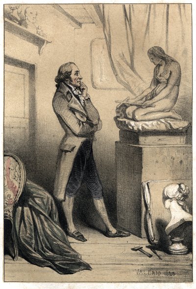 Italialainen kuvanveistäjä Antonio Canova (1757 - 1822) ennen "" Madeleine penitenten" kulttuuria". Levy otettu Valerion kahdessa sävyssä olevasta kaiverruksesta "" Scenes de la vie des hommes kuuluisa"" 1843. tekijältä French School