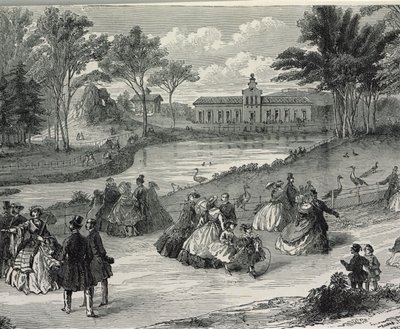 The Jardin dAcclimatation, Pariisi, 1855 (bw-kaiverrus) tekijältä French School