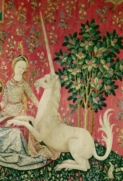 The Lady and the Unicorn: "Sight" (kuvakudos) (yksityiskohta 172864) tekijältä French School