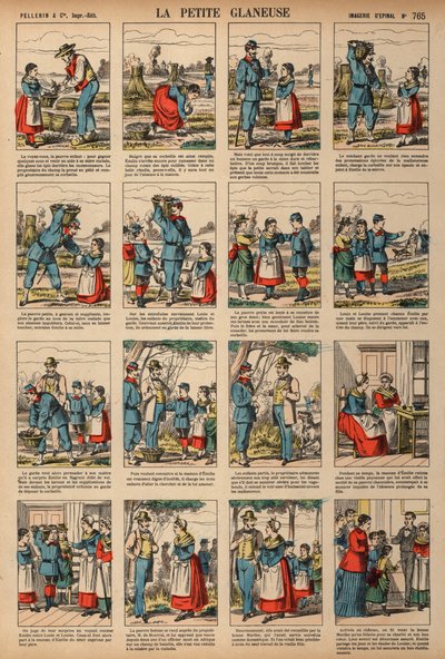 The Little Gleaner (värillinen kaiverrus) tekijältä French School