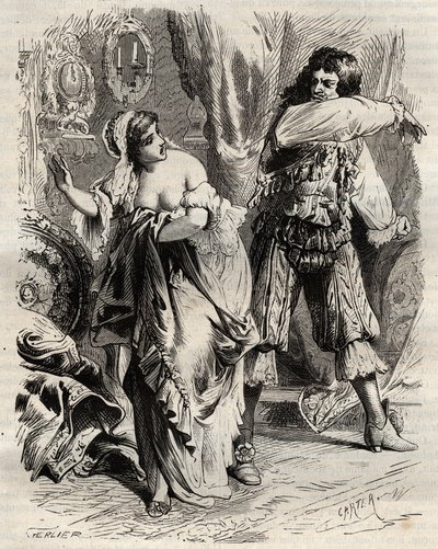 Montespanin markiisi Louis Henri (Louis-Henri) de Pardaillan de Gondrin (1640-1691) löi Rochechouart Mortemartin (tai Madame de Montespanin) (1640-1707) vaimoaan, Montespanin markiisi (Francoise Athenais). hän kieltäytyi hänestä Ki:n määräyksestä tekijältä French School