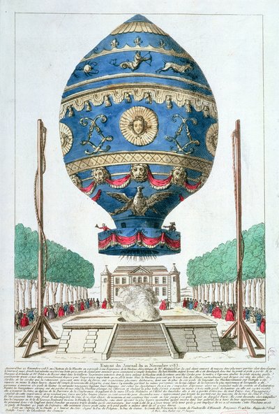 Montgolfier Brothers -ilmapallokoe Chateau de la Muettessa, 21. marraskuuta 1783 tekijältä French School