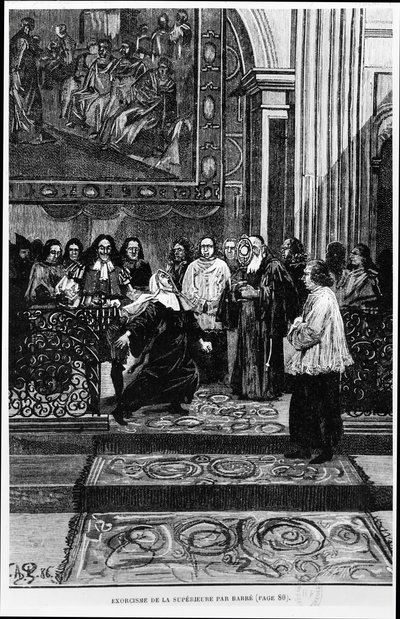 Barre karkottaa ylimmäisen äidin, Louis Figuierin kuvitus Loudunin riivaamasta teoksessa Les Mysteres de la Science, Louis Figuier, 1886 tekijältä French School