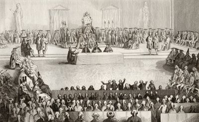 Kansalliskokous Louis XVI:n (1754-93) aikana Colartin "Histoire de France" -kirjasta, julkaistu noin 1840 tekijältä French School