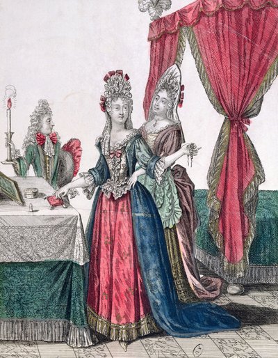 Yö, nainen menee nukkumaan, 1600-luvun 2. puolisko (värikaiverrus) tekijältä French School