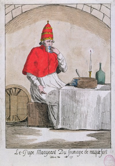 Paavi syö Roquefort-juustoa, 1791 tekijältä French School