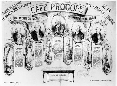 Cafe Procopen uudelleenavaaminen, 1872 tekijältä French School