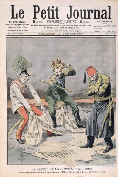 Itämaisten maiden ja Balkanin asian elpyminen, kansikuva Le Petit Journalista, 18. lokakuuta 1908 (värikaiverrus) tekijältä French School