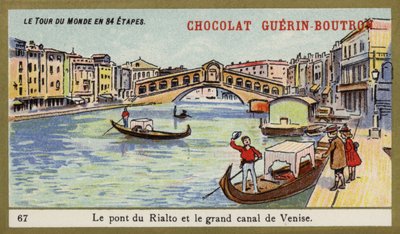 Rialton silta ja Venetsian Grand Canal (chromolitho) tekijältä French School
