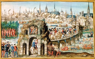 Henri II:n (1519-59) kuninkaallinen pääsyfestivaali Roueniin, 1. lokakuuta 1550 tekijältä French School