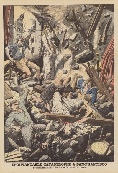 San Franciscon maanjäristys 1906 (väri litho) tekijältä French School