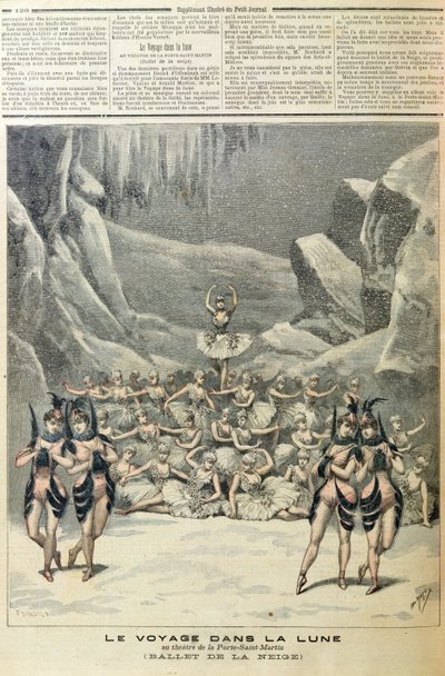 Lumibaletti, Jacques Offenbachin (1819-90) Voyage dans la Lunesta Le Petit Journalista, 16. huhtikuuta 1892 tekijältä French School