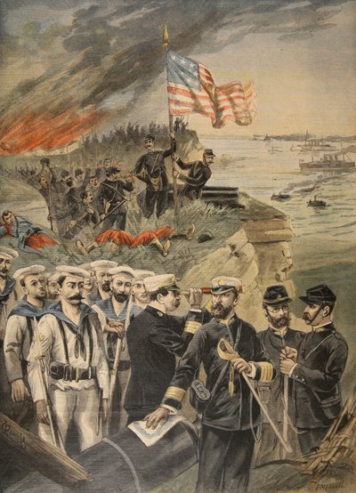 Espanjan amerikkalainen sota: maihinnousu Guantanamo, kuva Le Petit Journalista: Supplement illustre, 1898 tekijältä French School