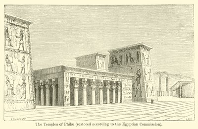 Philaen temppelit, kunnostettu Egyptin komission mukaan (kaiverrus) tekijältä French School