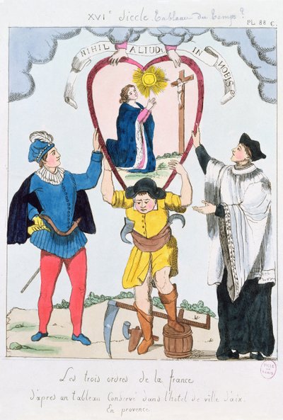 Ranskan kolme ritarikuntaa, 1789 (värikaiverrus) tekijältä French School