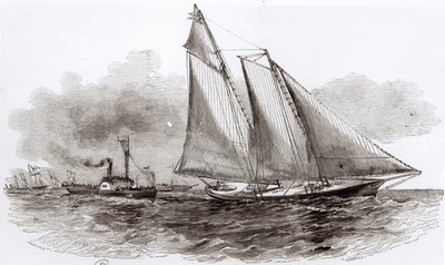 Yacht America johtoon 1851 Cowes Regatta, Le Monde Illustre, 1851 tekijältä French School