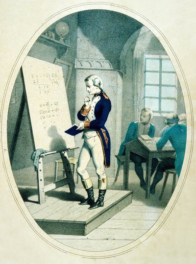 Nuori Napoleon, sotaakatemiassa Briennessa, Ranskassa, 1779 (värinen kaiverrus) tekijältä French School