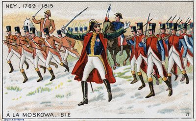 Napoleonin ja kenraali Michel Neyn (1769-1815) (Marechal Ney) armeija valmiina voittamaan Moskovan taistelun (myös Borodinon taistelun) Venäjällä tekijältä French School