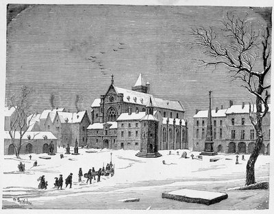 Viattomien hautausmaan kirkko vuonna 1445 - H. Gourdon de Kenouillacin "Pariisissa vuosisatojen ajan" tekijältä French School