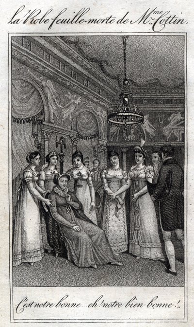 Madame Cottinin (Sophie Cottin Rostand) (1770-1807) ranskalaisen kirjailijan kuollut lehtipuku. tekijältä French School