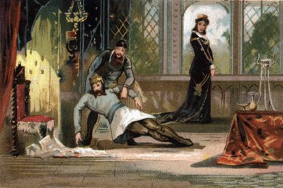 Ludvig V:n kuolema kertoi Faineant (n. 967-987), Ranskan kuningas 986-987. Kuvan mukaan hänen vaimonsa Adelaide d