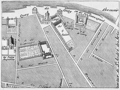 College des Quatre Nations (Four Nations) -alue ja hotelli Conti-Fac-Simile J. de la Caillen suunnitelmassa tekijältä French School