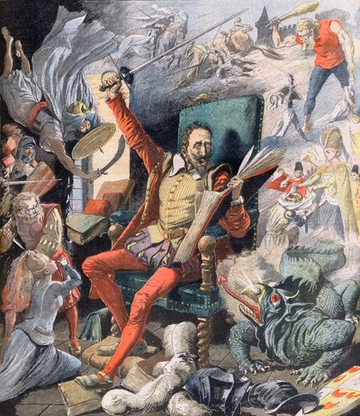 Don Quijoten unelma. Le Reve de Don Quijote (Miguel De Cervantes) - Kuvitus Le petit Journalille, 21. toukokuuta 1905. tekijältä French School