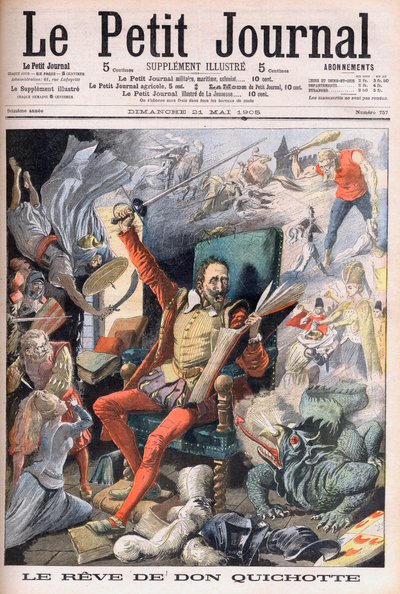 Don Quijoten unelma. Le Reve de Don Quijote (Miguel De Cervantes) - Kuvitus Le petit Journalille, 21. toukokuuta 1905. tekijältä French School