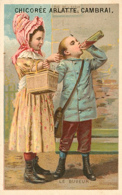 Juoja (chromolitho) tekijältä French School