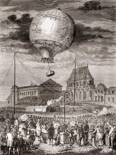 Montgolfier-veljesten lento Aérostat Réveillonilla 19. syyskuuta 1783 Versailles