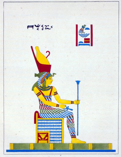 Jumalatar Neith, kuva Pantheon Egyptienistä: Jean-Francois Champollionin kokoelma mytologisia hahmoja muinaisesta Egyptistä, julkaistu noin 1986 tekijältä French School