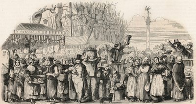 Kinkkumessut Boulevard Bourdonilla Pariisissa - Kaiverrus "Tableau-de-Paris" Edmond Texier 1852 tekijältä French School