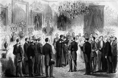 Ruotsin kuningas Oscar II (1829-1907) otti vastaan tutkimusmatkailijat Nils Adolf Erik (Eric), Baron Nordenskjold (Nordenskiold) (1832-1901) ja luutnantti Palander Tukholman kuninkaanlinnassa. Vuonna 1878 Nordenskjold siirtyi Atlantin valtamerestä Tyynelle tekijältä French School